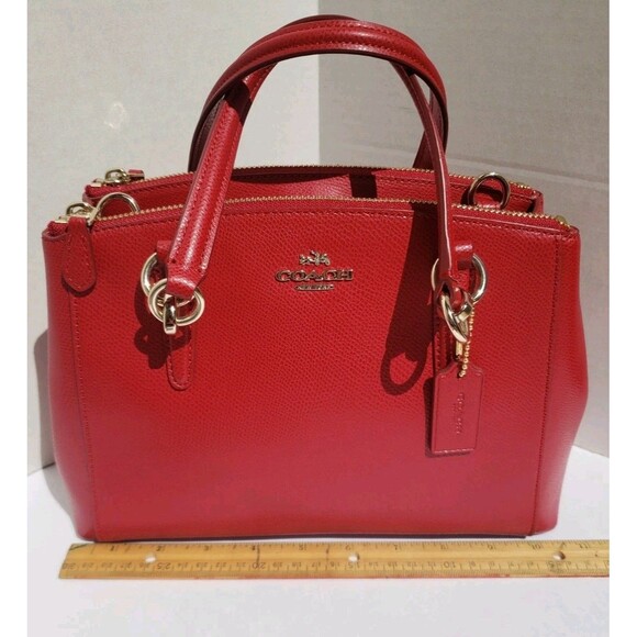 Coach Mini Christie Carryall Red Pebbled Purse Crossbody HandBag Satchel EUC - Picture 11 of 16